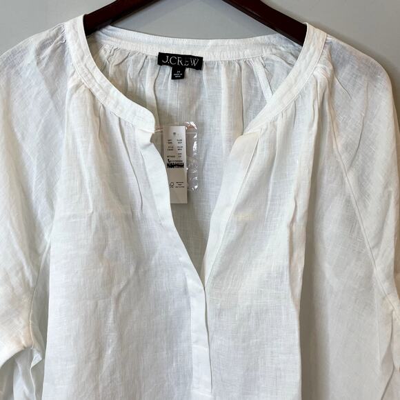 J. Crew Tops - J.Crew Cabana Top Linen Shirt Breathable Date Vacation Trip Plus CI542 White 2X